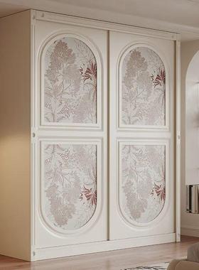 Tal法式奶油风推拉门衣柜一门到顶滑门移门柜子家用卧室欧式白色