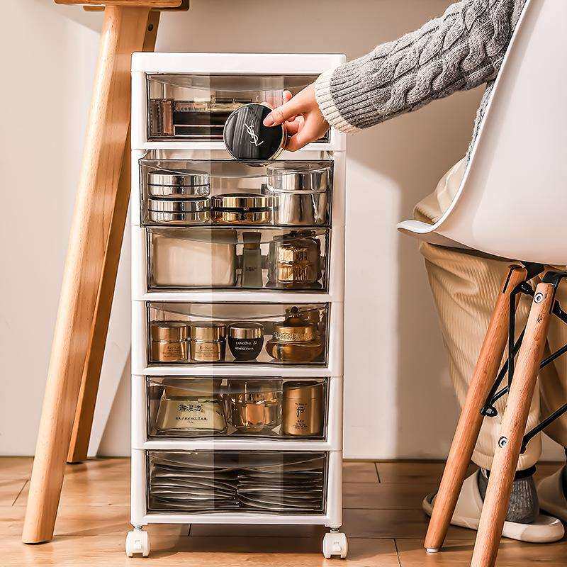 办公桌下文件收纳柜抽屉式多层收纳盒桌面书桌移动带轮推车置物架