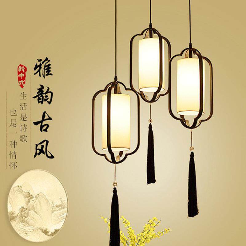 新中式小吊灯古典中国风灯笼餐厅三头创意吧台复式楼梯间旋转灯具