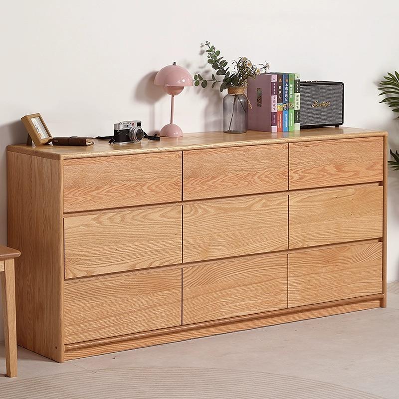 纯实木红橡木九斗柜六斗橱落地电视柜储物柜卧室床尾抽屉收纳1.2