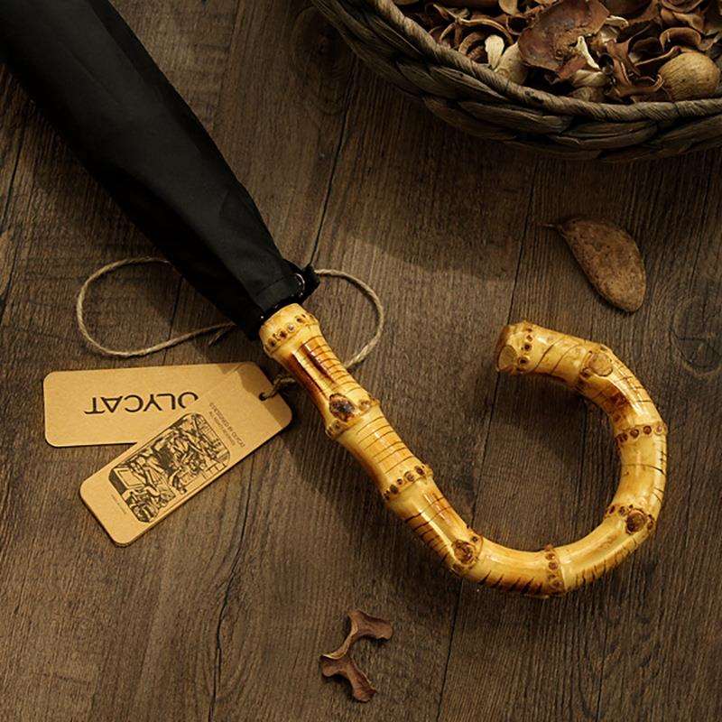 OLYCAT1.2米藤竹自动长柄伞绅士商务加大防风晴雨伞直杆伞印logo