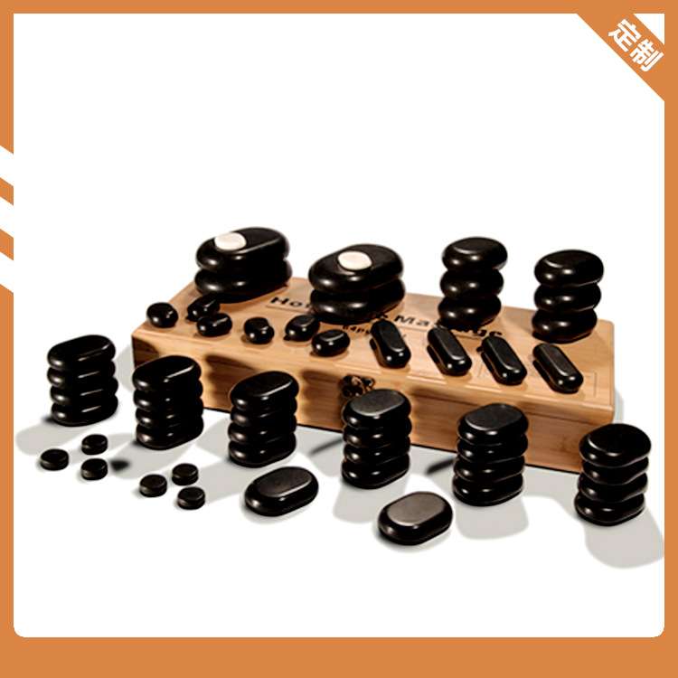 新款SPA能量石54件套装天然火山石家用按摩保健石头工厂