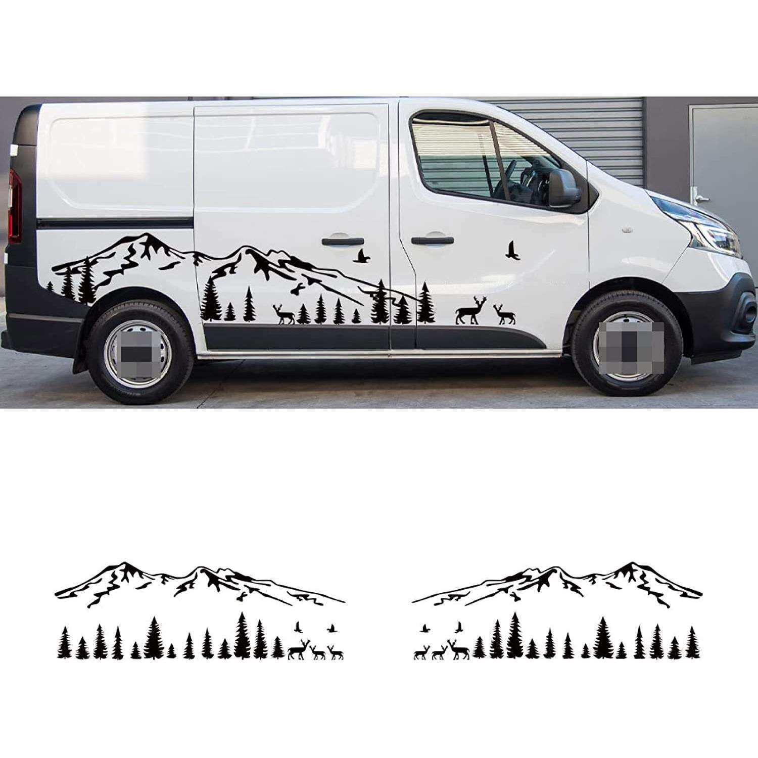 适用于雷诺RenaultTrafic汽车贴纸山峰树林个性拉花改装车贴A773