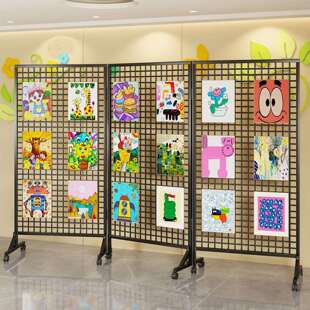 折叠网格展示架幼儿园作品画展画室移动户外美术饰品展览架子铁艺