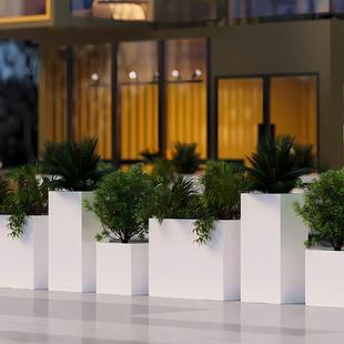 户外花箱阳台室外休闲区长方形不锈钢花坛庭院景观花箱种植箱组合