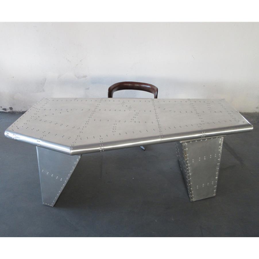 美式后现代航天铝皮铆钉书桌LOFT工业风大班桌个性创意书台办公桌