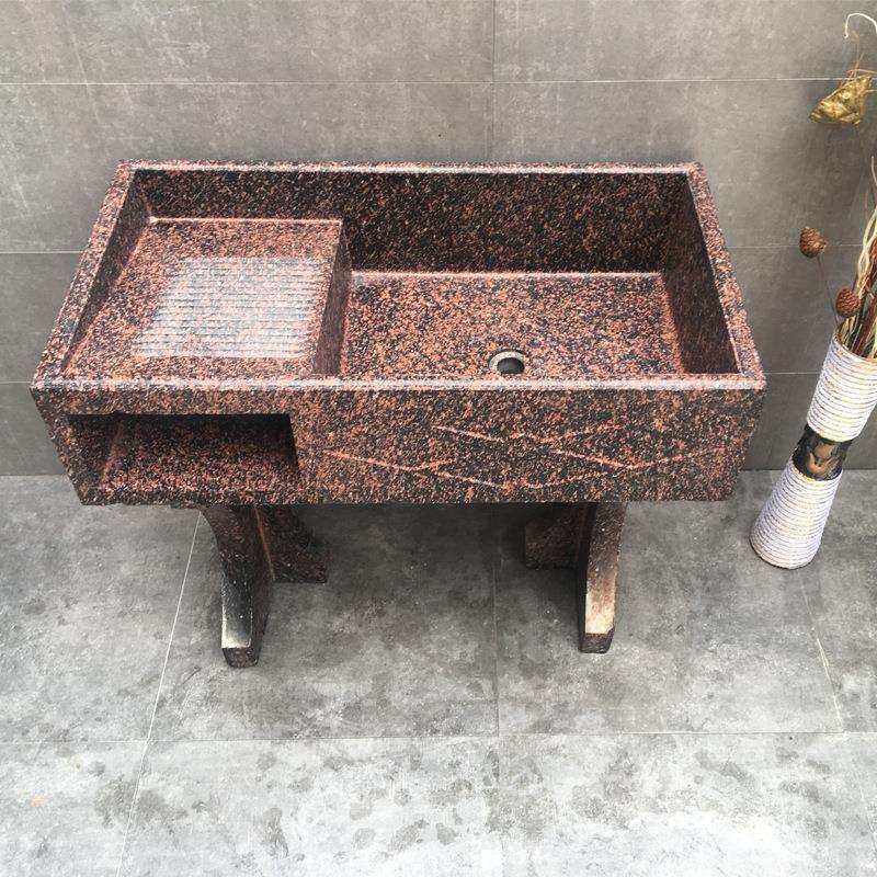 庭院水泥洗衣池带搓板仿大理石洗衣水槽水泥老式池子户外一体台盆