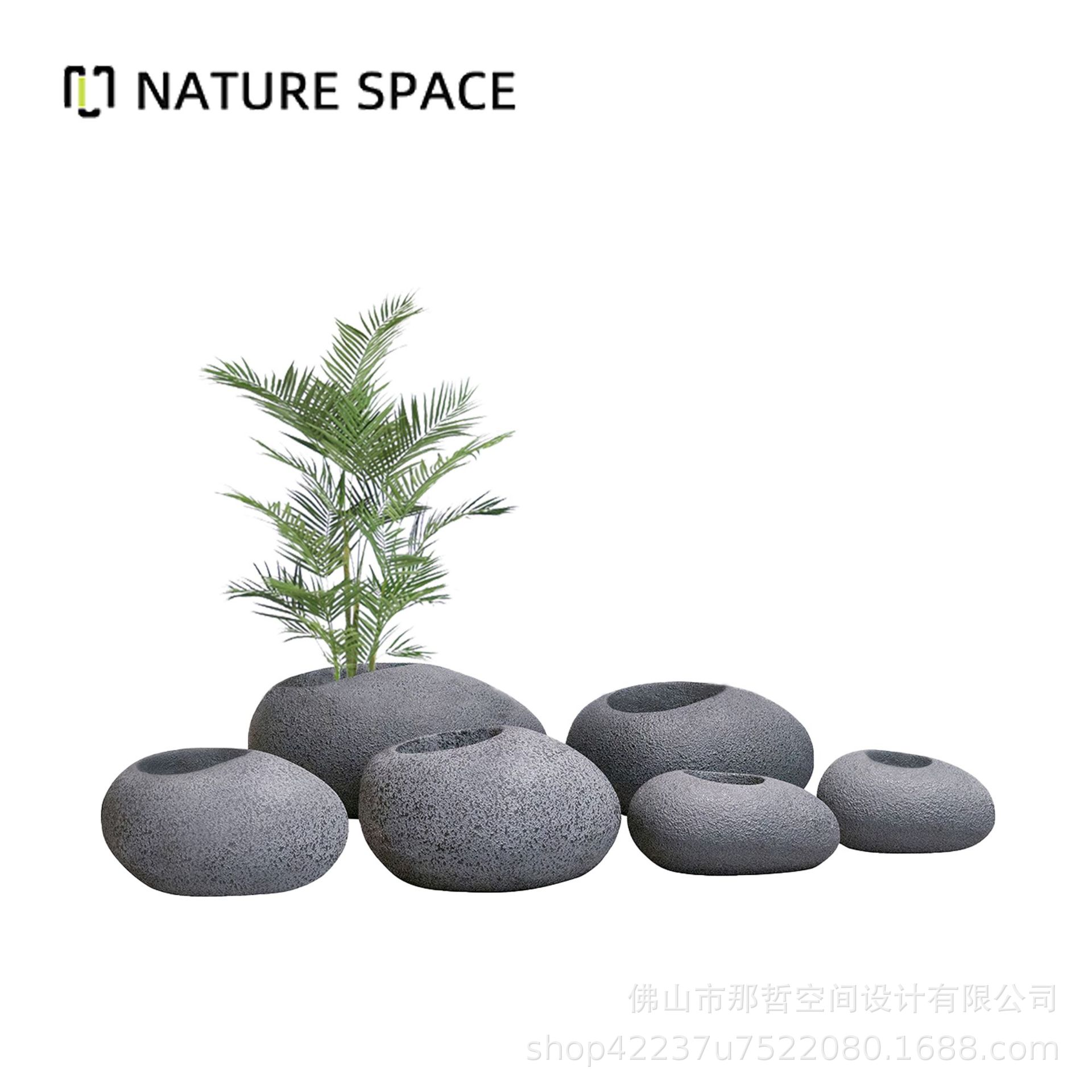 北欧仿石玻璃钢大型椭圆花盆