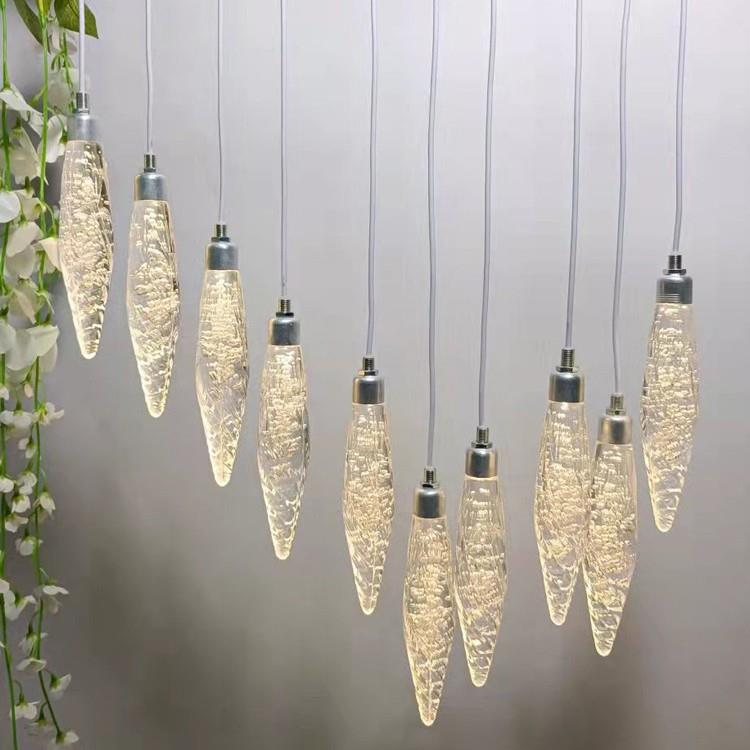 婚庆道具收十头亚克力尖钻吊灯轻奢创意LED简约水晶吊灯