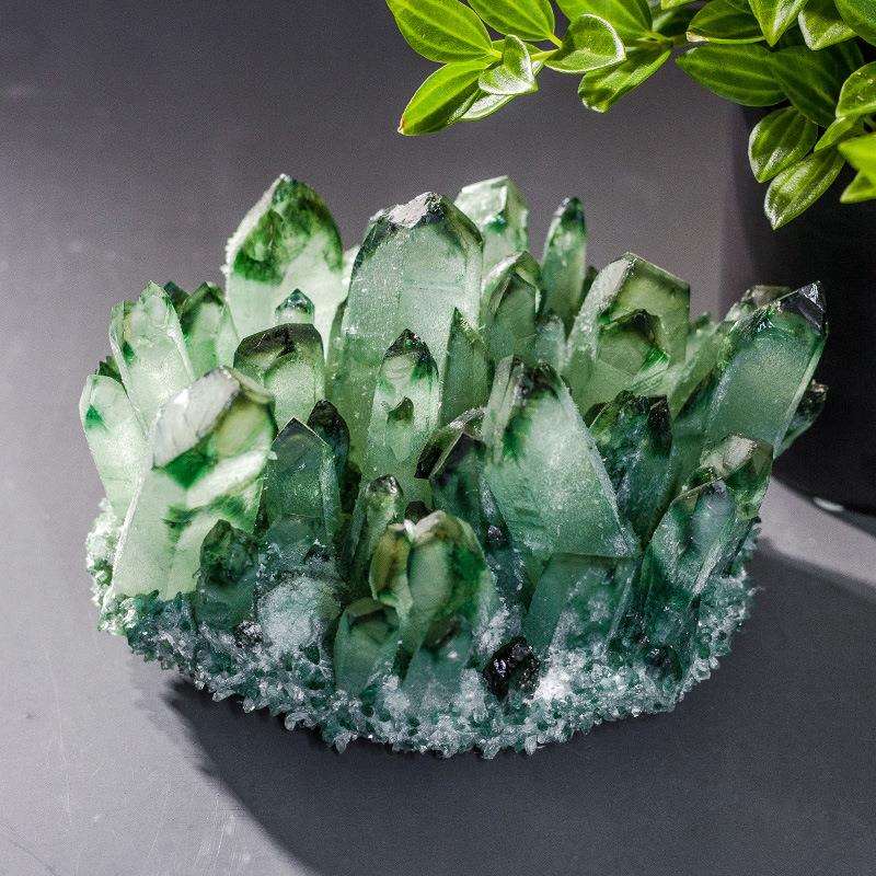 天然水晶摆件家居软装桌面书柜装饰品绿水晶晶簇风水摆饰紫色水晶