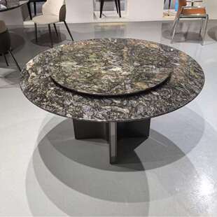 铂金钻天然奢石圆桌餐台轻奢极简系列大理石圆形餐桌台面工厂