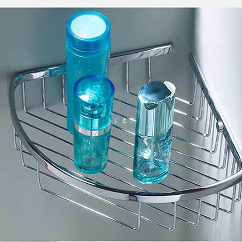 304不锈钢卫生间三角篮置物架浴室淋浴房洗手间免打孔收纳壁挂式