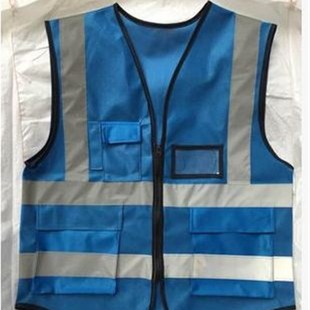 蓝色反光背心多口袋施工防护服反光马甲安全工作服中国建筑