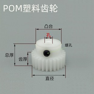凸台pom0.5模94齿精密圆柱直齿轮B型孔径可选 0.5m正齿轮