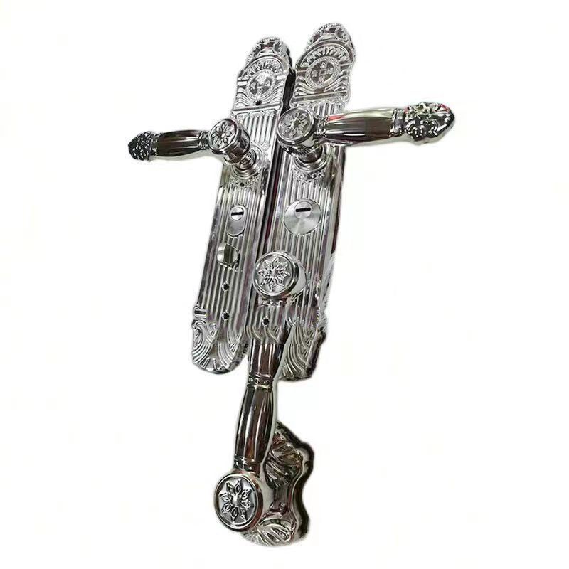 农村户外入户门304钢本色不锈钢门把手长款多功能拉手加厚大门锁