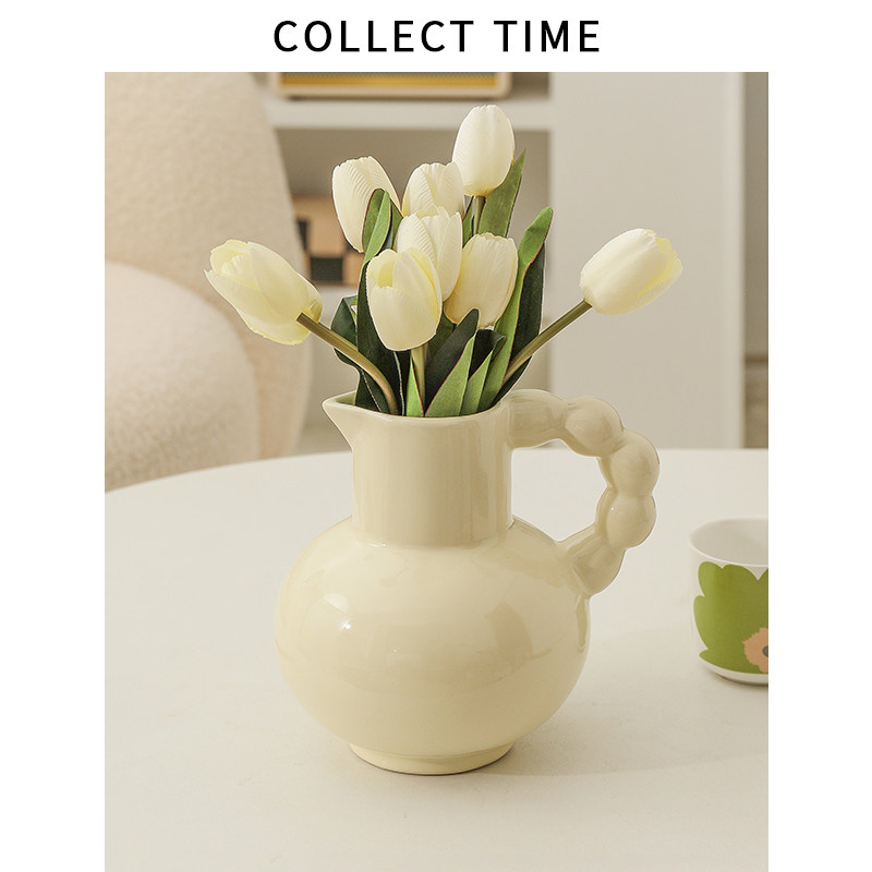 法式复古奶油系陶瓷花瓶花器干花插花装饰摆件客厅水培ins小摆件