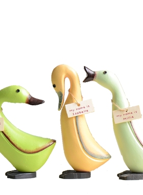 创意欧式三只鸭子装摆件家居电视柜橱窗木质小动物店铺装饰摆设