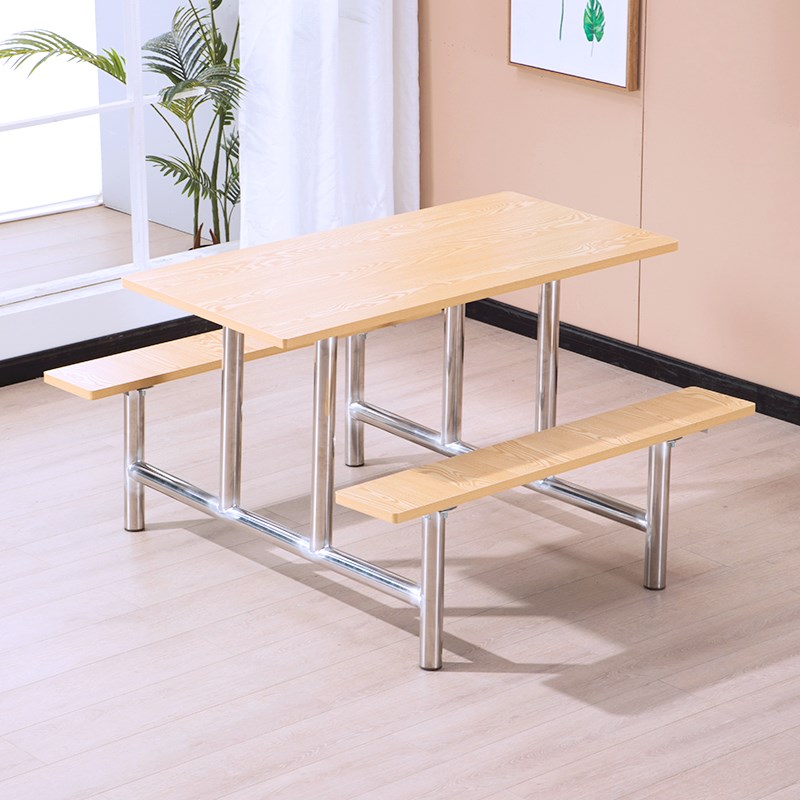 食堂连体餐桌椅学校4人6人8人位 不锈钢桌子工厂企业员工饭堂