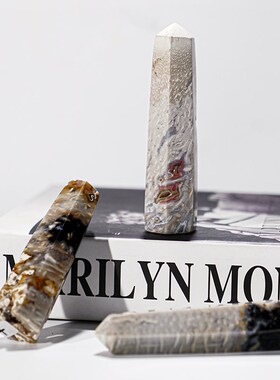 亿年木化石手把件六棱柱办公家居矿石创意装饰送礼摆设印章石