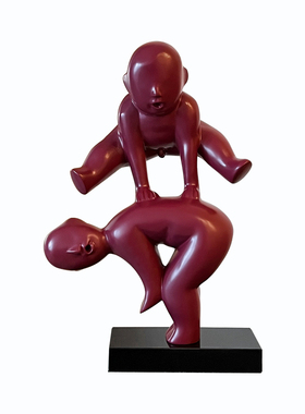 现代跳马小孩抽象摆件办公室家居卡通雕塑客厅酒柜装饰品摆设