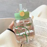 Мультяшная зеленая силиконовая трубочка