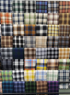 现货斜纹磨毛棉格子布 童装衬衫格子面料 21支色织法兰绒装饰布料