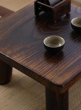 式烧桐日木飘窗桌子小F96M988M几简约榻米矮桌子圆地桌炕几榻实木