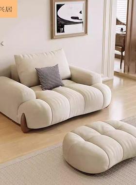 户现简代约猫爪沙发布客厅小型白色奶油风沙发IPW弧形猫抓皮沙发