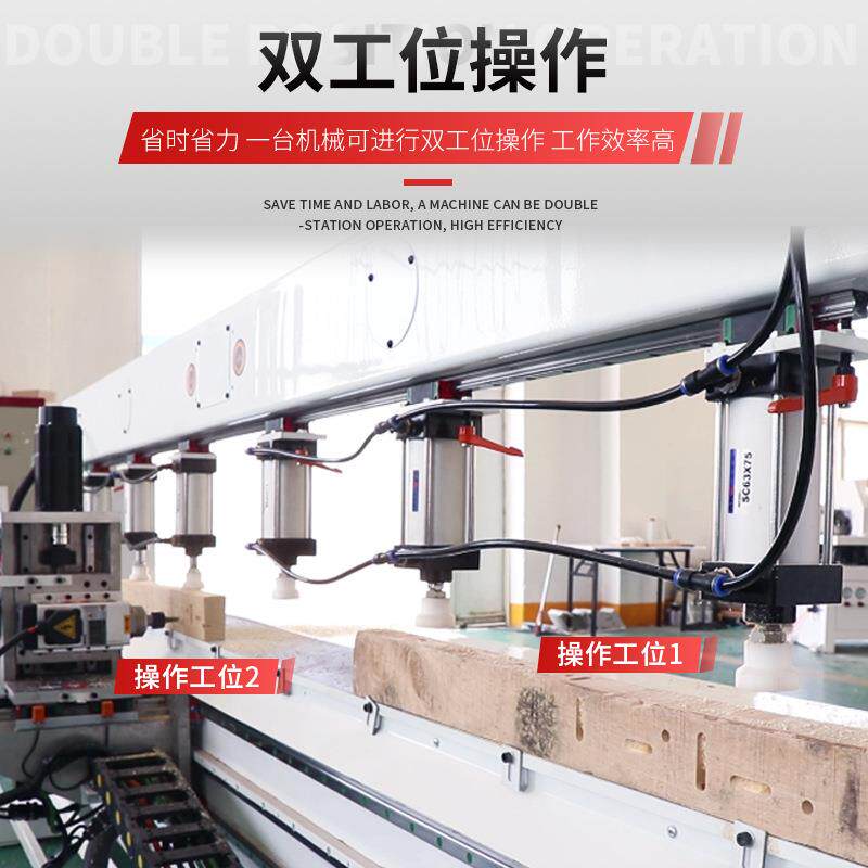 全自动侧打孔木机燕尾面榫槽机5度GHD斜榫工自动打4眼机自动铣槽