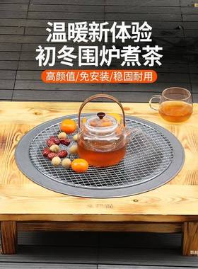 烤MVF火盆实木老式铸铁炭火火盆冬季用木炭取暖烤炉家围烧烤架炉