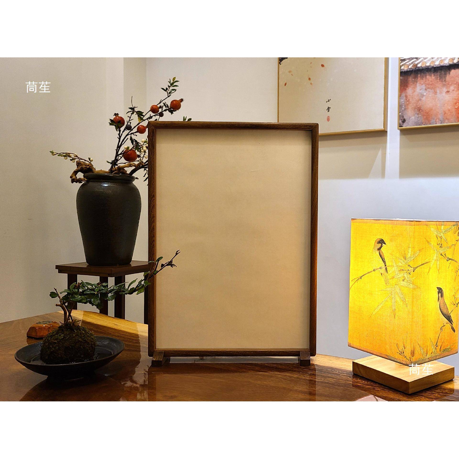 书法白摆台熟宣屏th$*&fgu风檀空木画框工笔国毛笔画相字装裱框小