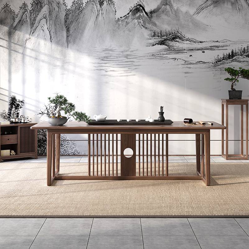 2IF768MH75新中式实木茶椅组合桌茶室泡茶台茶桌北木室美黑胡桃办