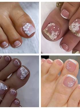 2025新款6件GPR9方短指形脚趾按压式假甲套装全覆盖假指甲