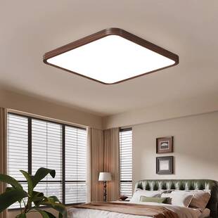 中古风吸顶灯超薄客厅餐厅吊灯胡桃木色新款大厅主灯中山灯具套餐
