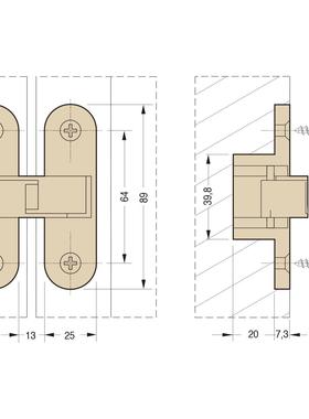 大利进口CEAM合不锈隐藏合页隐形暗页折叠门隐形门XLY意十字铰钢