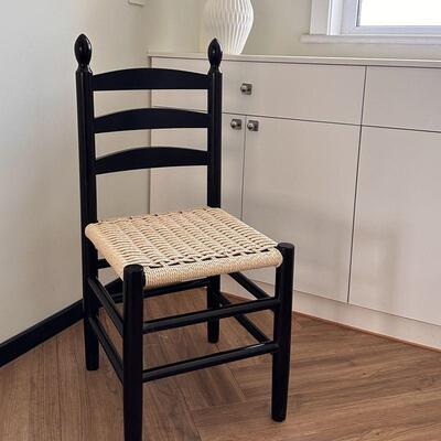 中古vitage克实木餐椅家用背化妆椅夏椅日式民宿靠FSJ绳编餐桌椅n