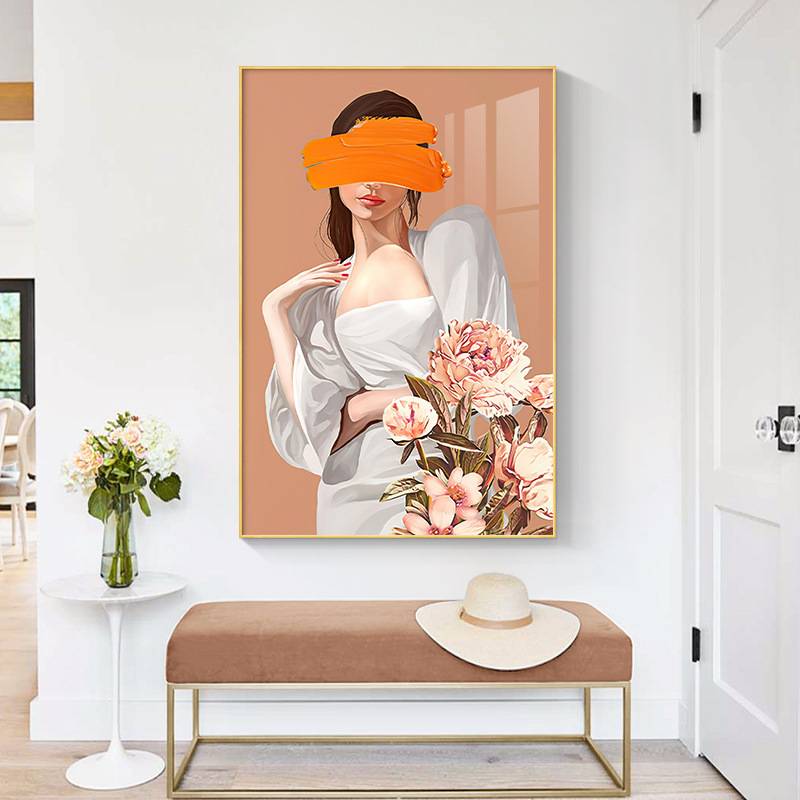 轻奢人物客厅玄关装饰画女服装店墙上挂画卧室床头壁画美女走廊画图片