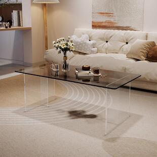 杨师亚型克力钢化玻璃茶几CHN浮客厅简约小户茶桌长斧方形透明悬