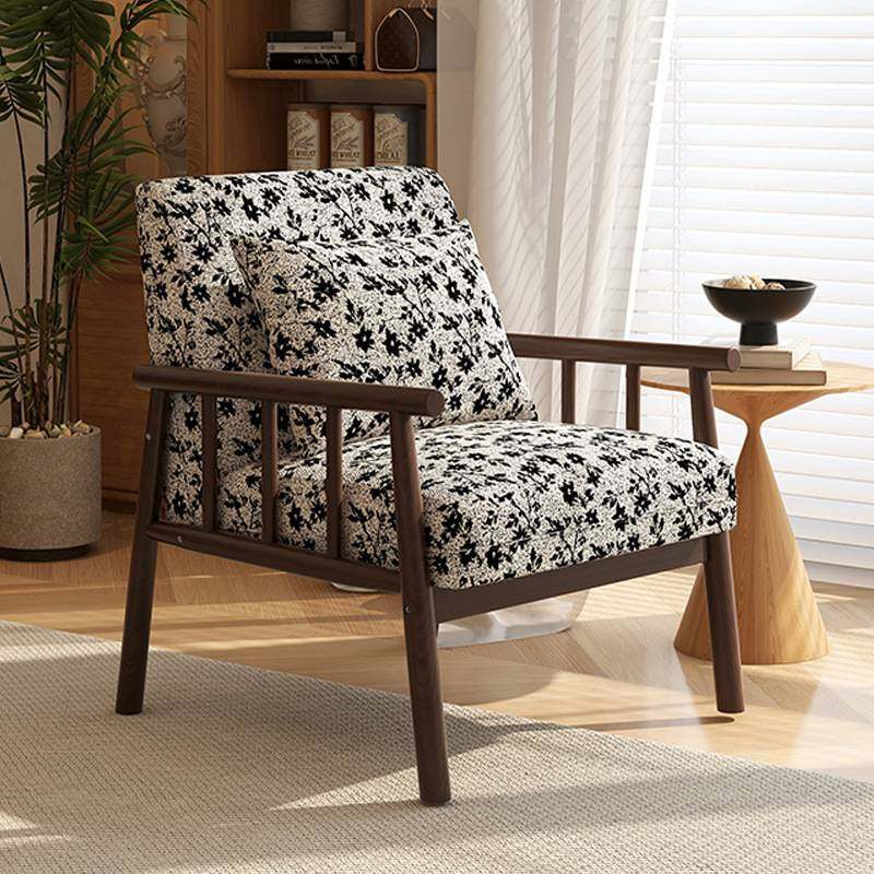 单人沙发中古风客厅阳台实木休闲椅复古风设计师靠背懒人单人椅子