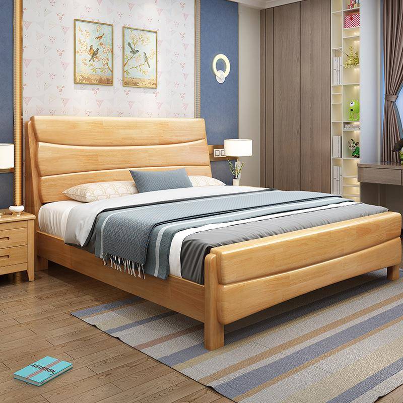 实木1.8米经济型出租房双人床简约床现中代1.5IRG新式高箱储物米