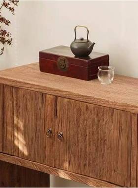 复古风榆木餐老边柜家用实木饰柜储装ALG物茶装饰品矮柜靠墙玄水