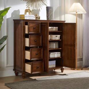 瑞福祥7美式实六斗柜H273卧室储物功柜子主木卧多能收纳带门衣柜H