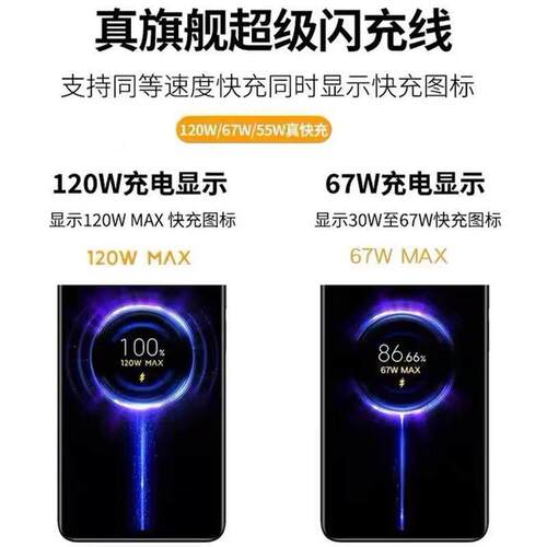 120W充电器适用小米13Pro充电器KT-120适用红米K50至尊版电k6pro0充note11/12pro+充头MIX4/12spro快充头6A线
