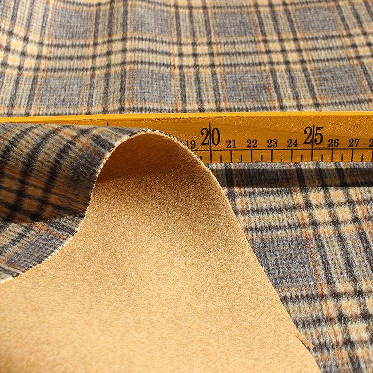 韩新款冬复古GZ01格子毛呢面料绒双面羊大衣面料粗秋纺格子版呢料