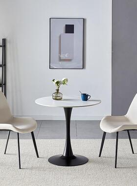 公8YAEV岩板圆桌接待洽桌椅谈组合办室圆形洽桌谈小圆桌子阳台休