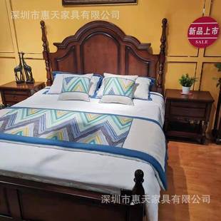 2.0米美式 乡村木白坯床床头1尾1.8米.5米橡木白CMS实茬床白胚家具