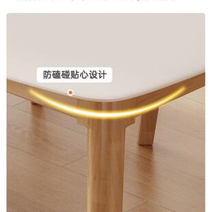 原木岩餐桌现代简板约家用小户型吃饭桌奶子油风长方形餐桌GZP色