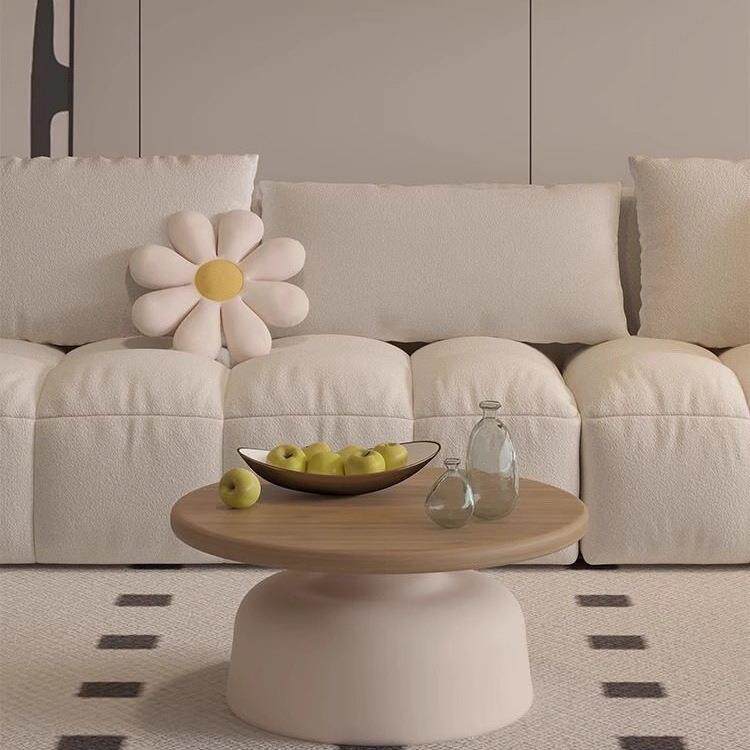 奶风985家户用客油厅新款茶几现代简约小圆形可移动型网红民宿小