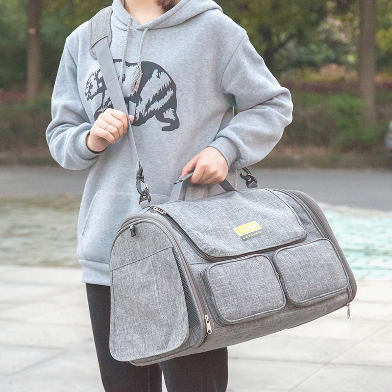 亚马逊宠物外出包透气便携手提猫包拼色狗狗外出斜跨猫包