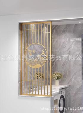 奢铁艺屏风隔断镂入户玄关轻客厅通半道截不ST01锈钢洗漱台空小户